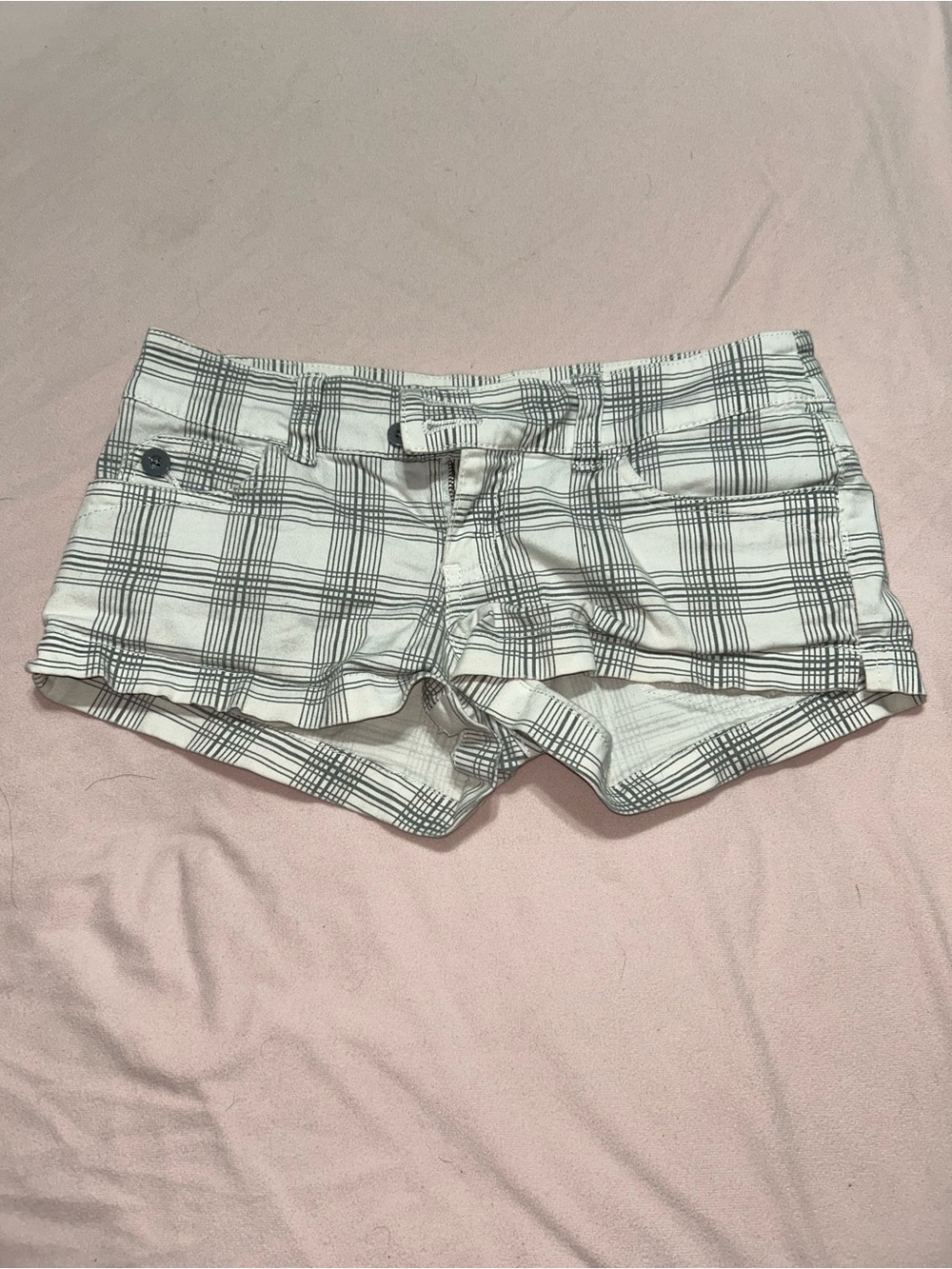 Women's White Plaid Shorts
